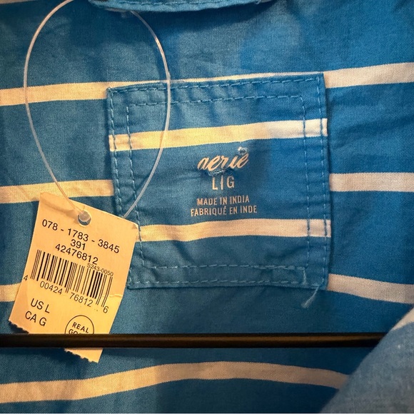 NWT Aerie Vibrant Blue and White Striped Women’s Shirt, Size Large - Picture 3 of 8